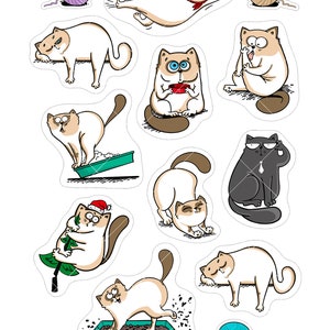 cute cats stickers printable kit kitten scrapbook stickers etsy