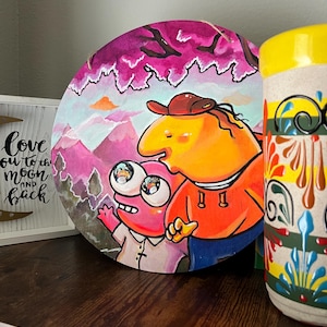 Peinture originale Charlie et Pim, amis souriants