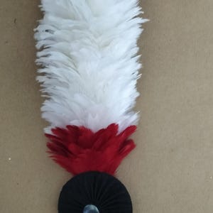 8" Feather Hackles white over red for British Officer or Sergeant Shako plume.