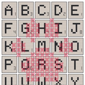 Cross Stitch Font Scrabble Inspired PDF Instant Download