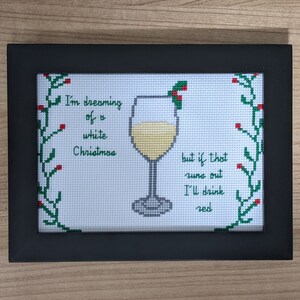 White Christmas Wine Cross Stitch Pattern PDF Instant Download