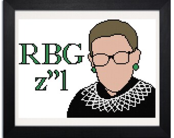RBG Cross Stitch Pattern PDF Instant Download Ruth Bader Ginsburg Memorial RIP