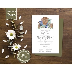 INVITACIÓN DE DUCHA DE CERÁMICA, Canva, Editable, Personalizar, Ducha de boda, Invitación nupcial, Baby Shower, Invitación de cerámica Peters