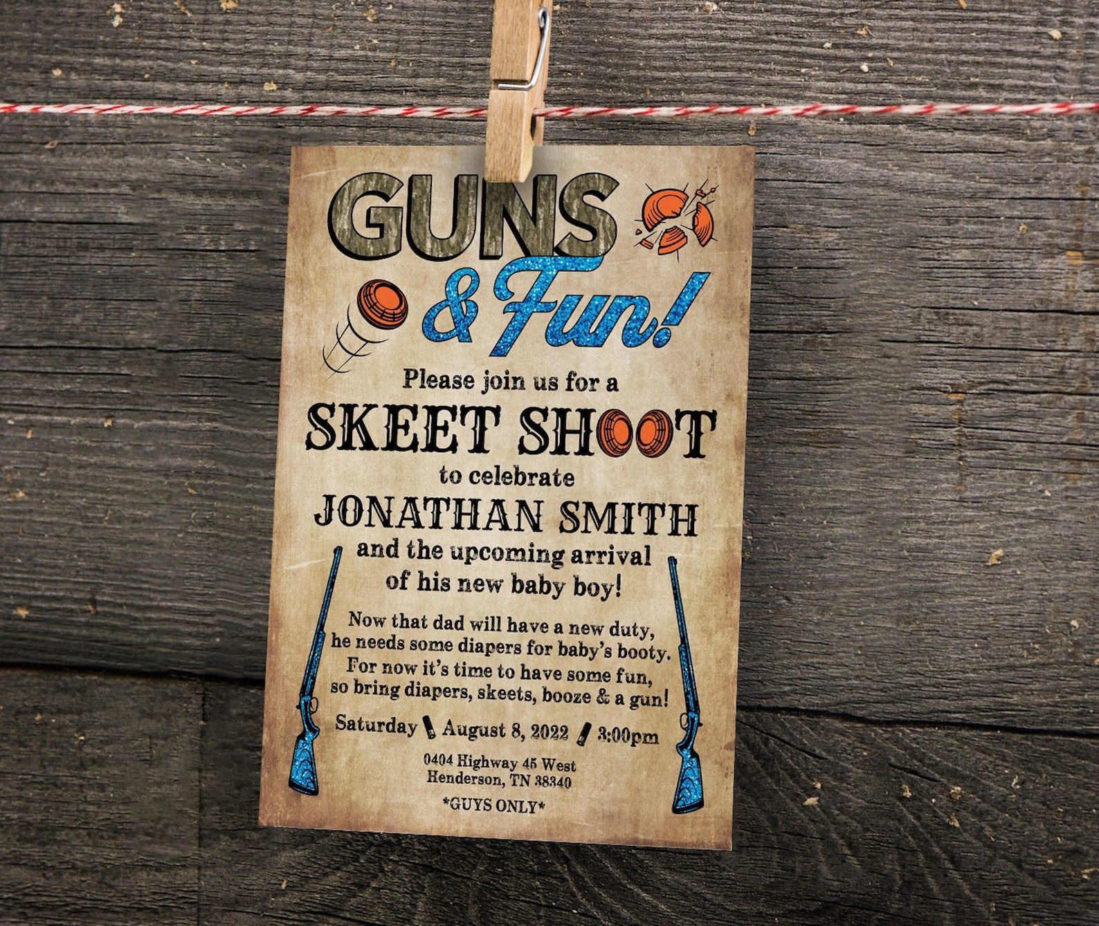 DIAPER PARTY Skeet Shoot Invitation Baby Shower Diaper Etsy