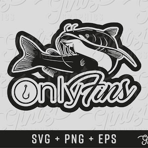 Sólo aletas SVG, Pesca divertida, Pesca svg, OnlyFins Catfish svg, Cricut Clipart Silhouette, Cameo, Cortar archivo, Bagre svg, Calcomanía de pesca