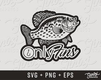 Alleen vinnen SVG, vissen grappig, vissen SVG, OnlyFins Crappie SVG, Cricut clipart silhouet, visserij decal, gesneden bestand, Crappie SVG