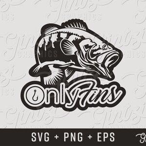 Sólo aletas SVG, Pesca divertida, Pesca svg, OnlyFins Bass svg, Cricut Clipart Silhouette, Cameo, Cortar archivo, Bass svg, Calcomanía de pesca