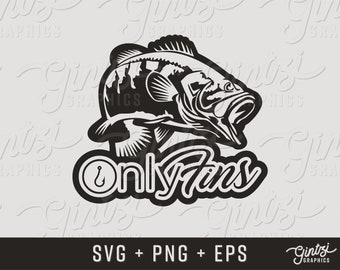 Only Fins SVG, vissen grappig, vissen svg, OnlyFins Bass svg, Cricut clipart silhouette, cameo, gesneden bestand, bas svg, visserij sticker