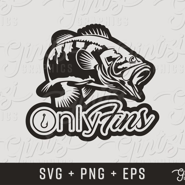Only Fins SVG, Fishing Funny, Fishing svg, OnlyFins Bass svg, Cricut Clipart Silhouette, Cameo, Cut File, Bass svg, Fishing Decal