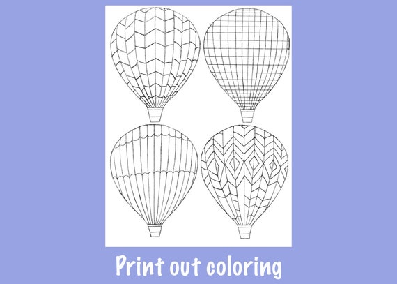 Dibujo de globos aerostáticos para colorear - Etsy España