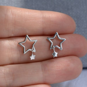 Star Stud Earrings, Sterling Silver Star Earrings, Tiny Sparkly Stud Earrings, Star Jewelry image 3