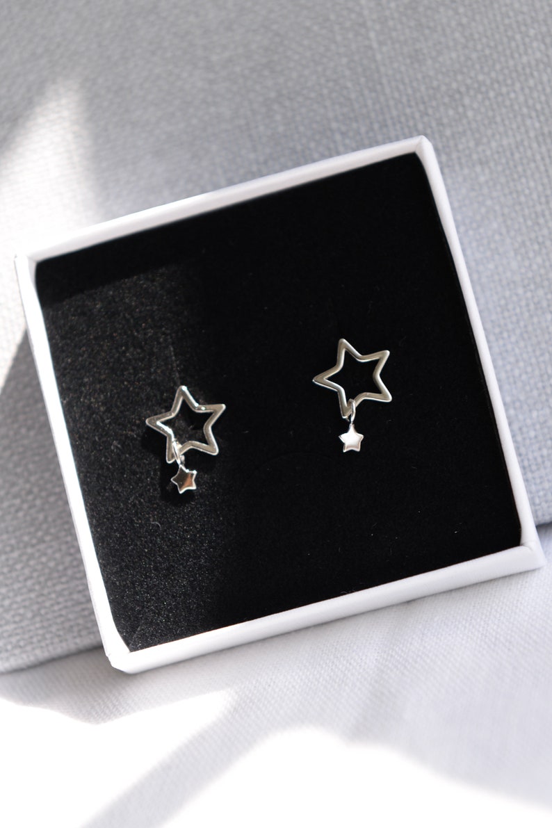 Star Stud Earrings, Sterling Silver Star Earrings, Tiny Sparkly Stud Earrings, Star Jewelry image 5