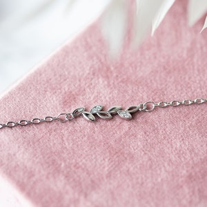 Sterling Silver Dainty Leaf Bracelet image 2
