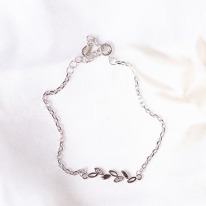 Sterling Silver Dainty Leaf Bracelet image 3