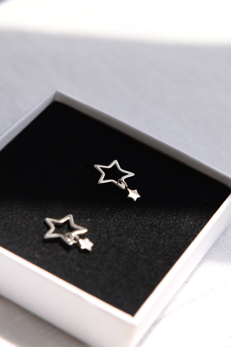 Star Stud Earrings, Sterling Silver Star Earrings, Tiny Sparkly Stud Earrings, Star Jewelry image 2