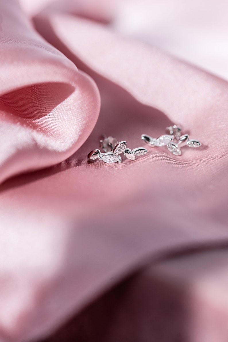 Sterling Silver Dainty Leaf Bracelet Bracelet+Earrings