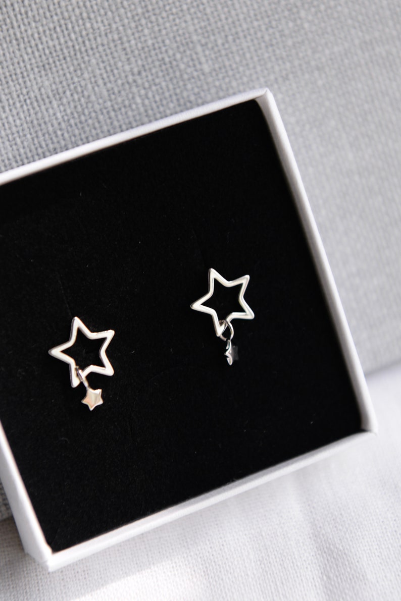 Star Stud Earrings, Sterling Silver Star Earrings, Tiny Sparkly Stud Earrings, Star Jewelry image 4