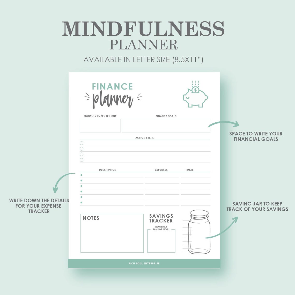 Mindfulness Planner Daily Mindful l Planner Meditation Etsy