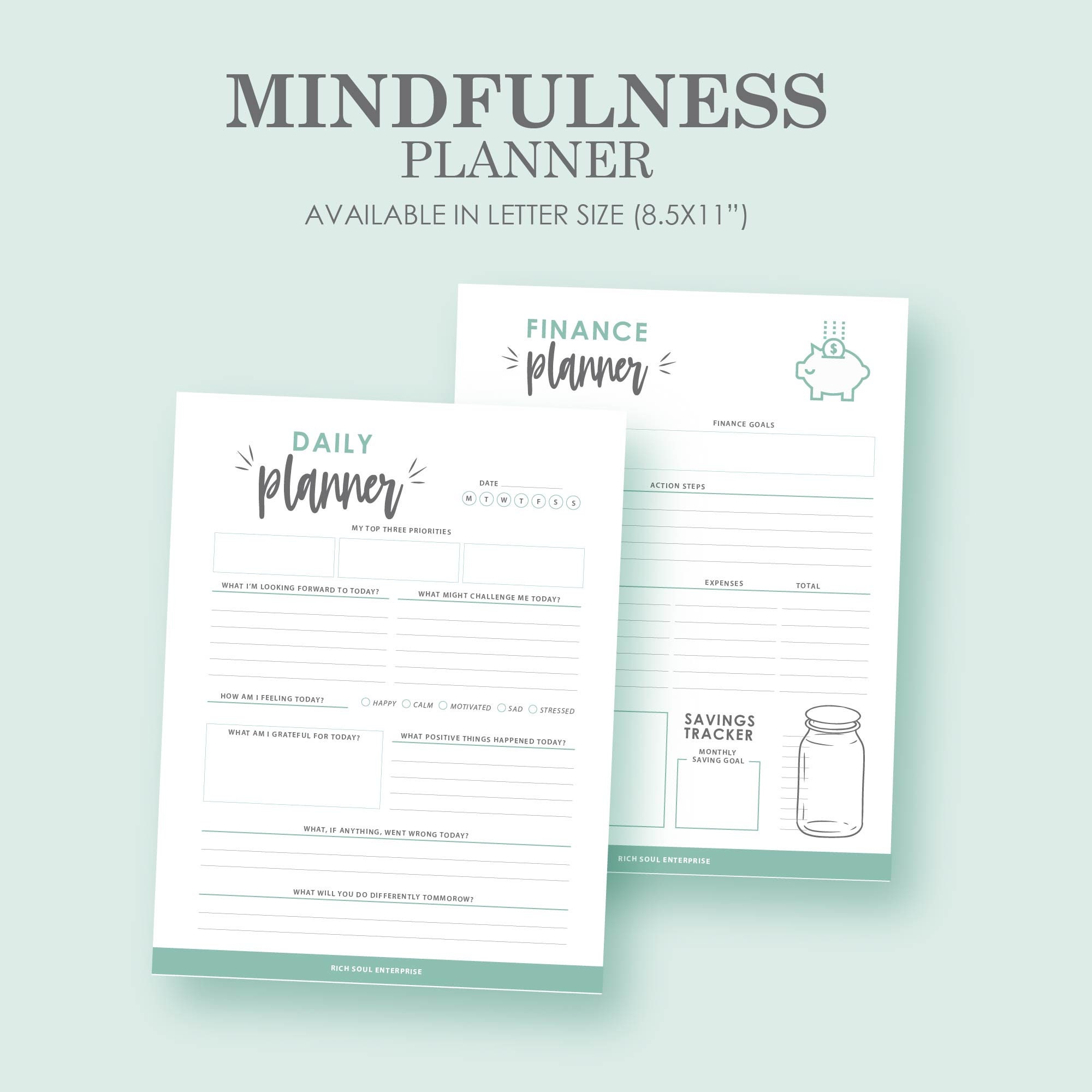 Mindfulness Planner Daily Mindful l Planner Meditation Etsy