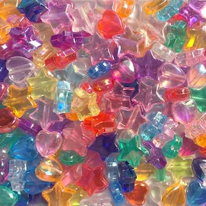 Heart and star plastic beads beads | 9mm 11mm