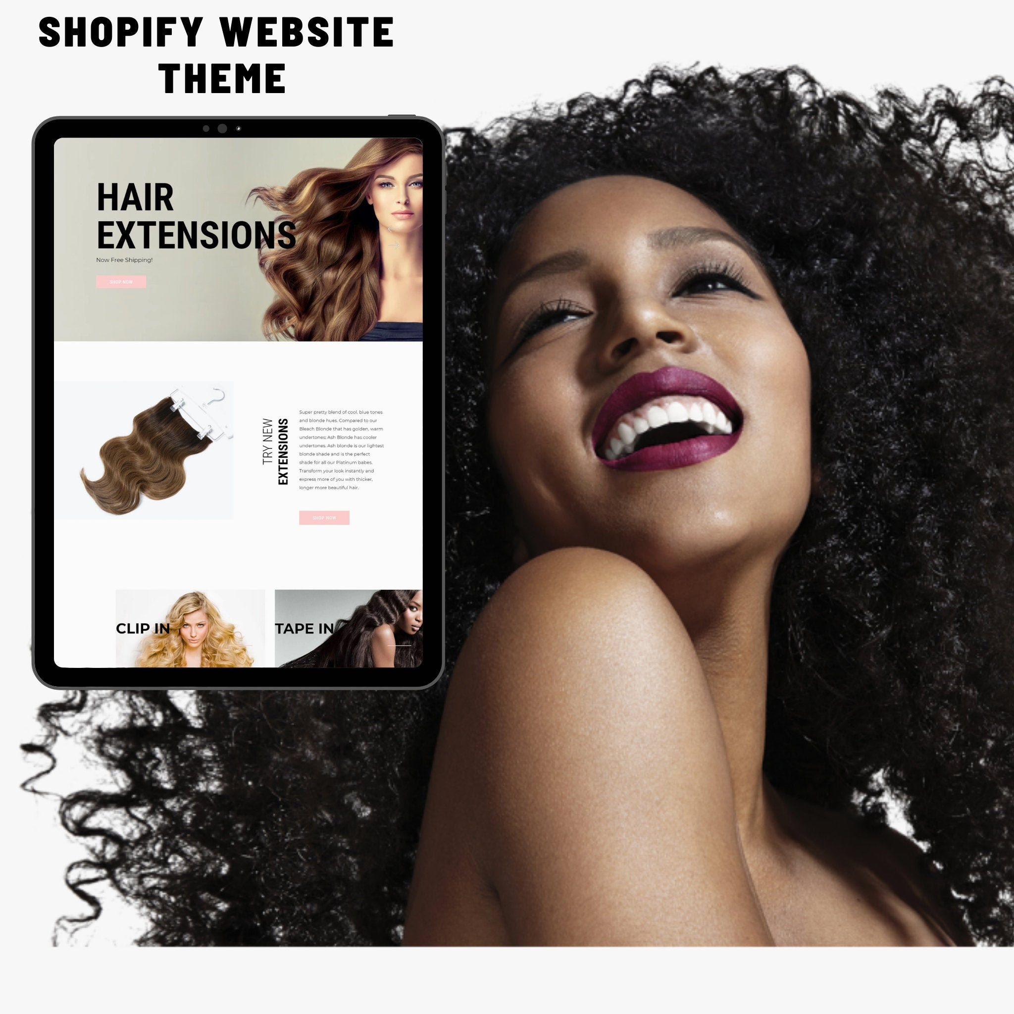 SHOPIFY WEBSITE TEMPLATE Hair Extension site Theme Etsy