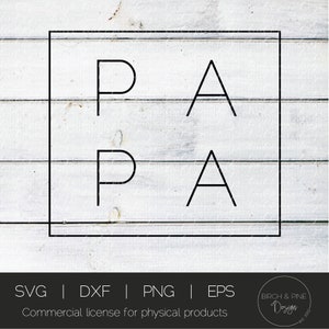 Papa SVG / Abuelo Svg / Abuelo Svg / Square Papa Svg / Papa Moderno Svg / Día del Padre Svg / Papa Camisa Svg / Svg para Cricut