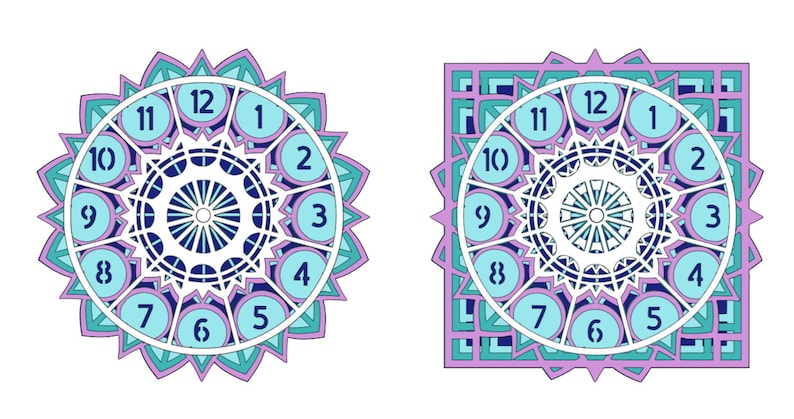 Download 3D Clock Mandalas Square and Circle Mandala Clocks SVG ...