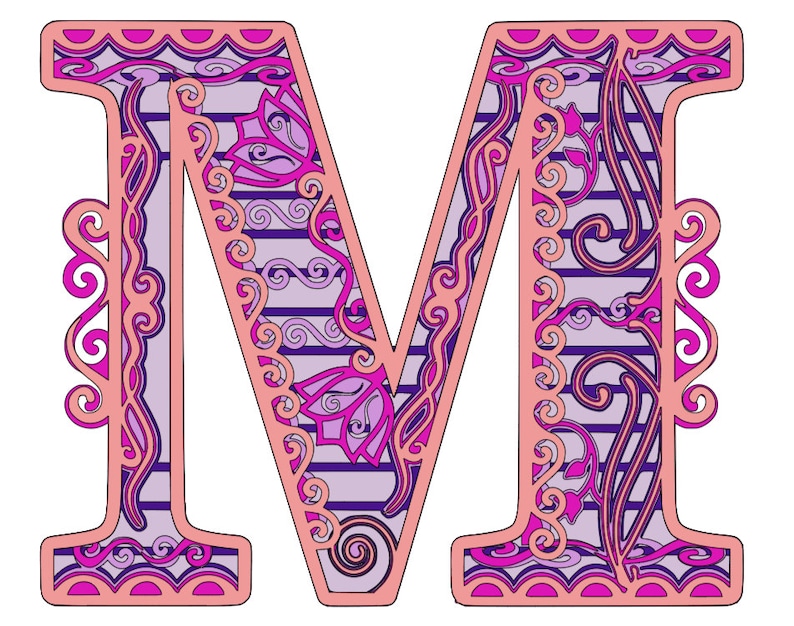 3D Layered Alphabet M | Etsy