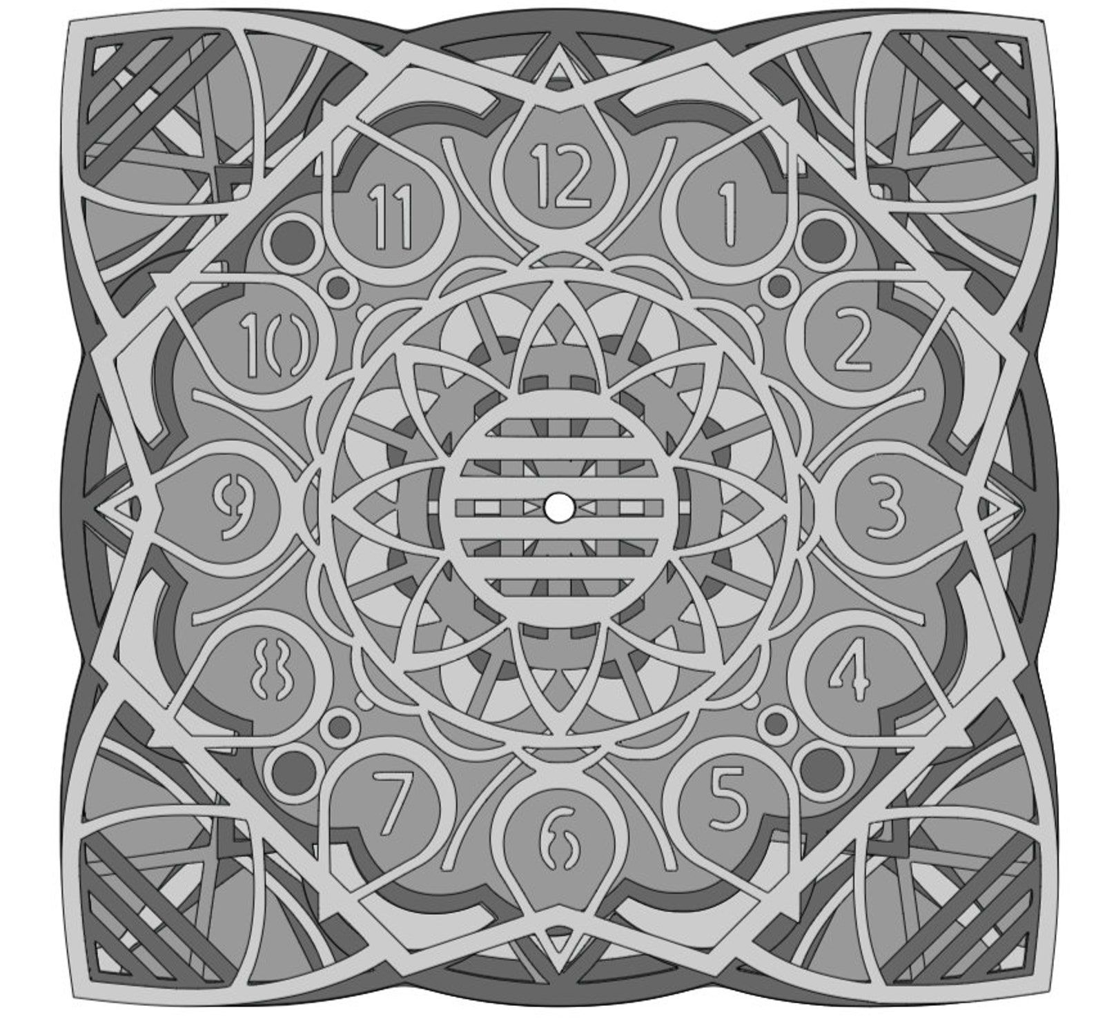 Download 3D Square Mandala Clock SVG File | Etsy