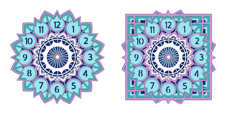 Download 3D Clock Mandalas Square and Circle Mandala Clocks SVG ...