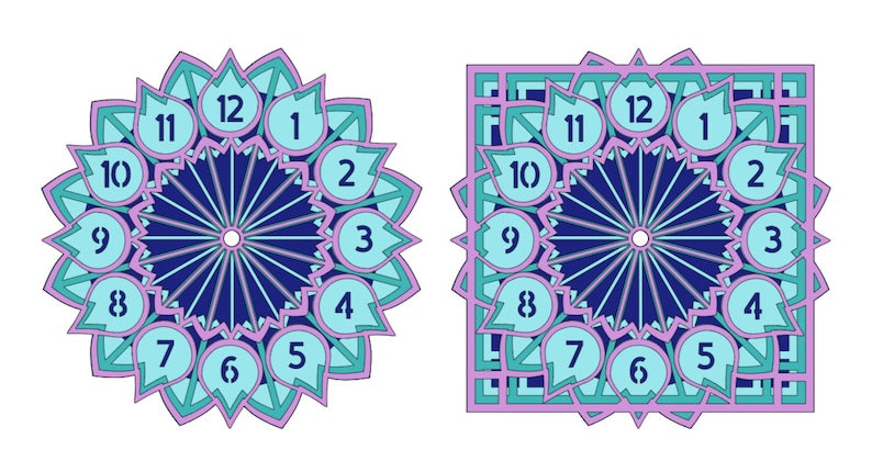 Download 3D Clock Mandalas Square and Circle Mandala Clocks SVG ...