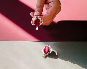 Silver Earrings, Middle Eastern Earrings, Red Stone Silver Earrings, Valentine’s earrings, Spring Earrings, Ancient Earrings