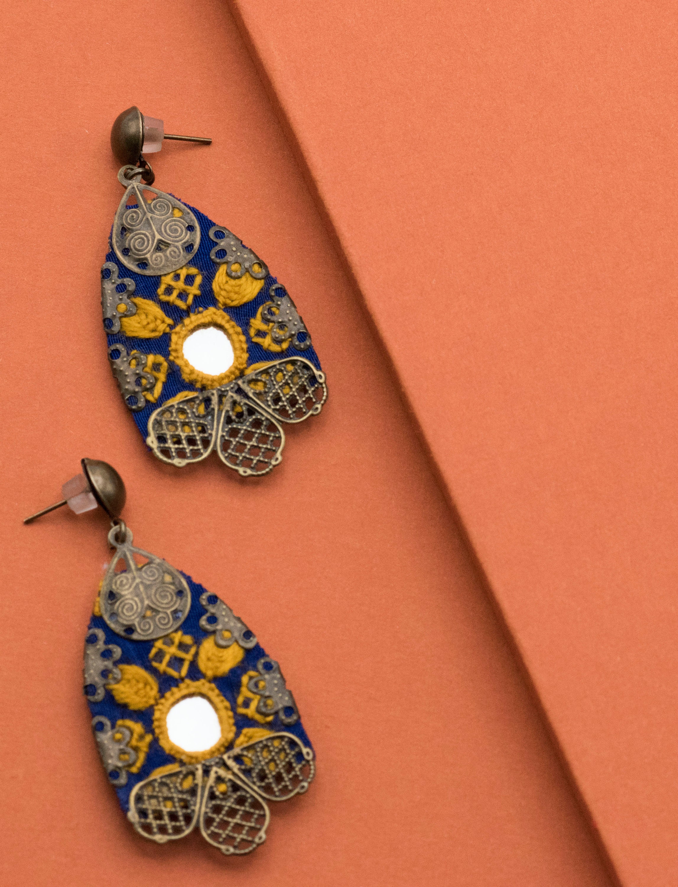 Small Embroidered Earrings Light Weight Earrings Ethnic Etsy UK