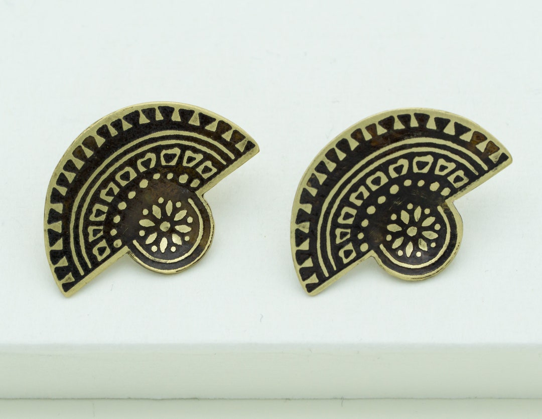 Half Circle Stud Earrings Simple Everyday Jewelry Small Etsy