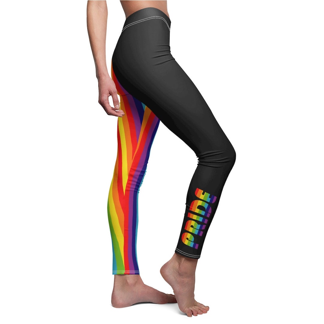 PRIDE Rainbow Women's Leggings, Bright and Colorful Gray Leggings With