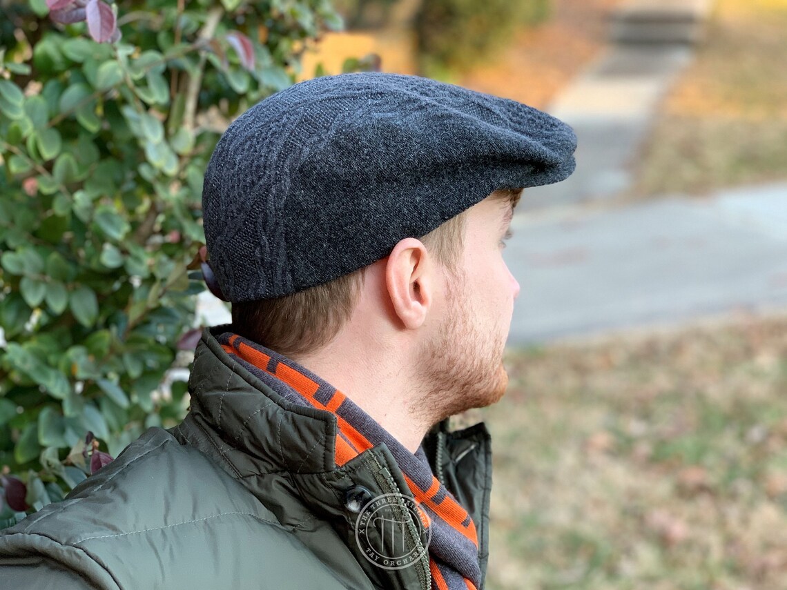 Gestrickte graue Wolle irischen Stil flache Mütze Ivy League | Etsy