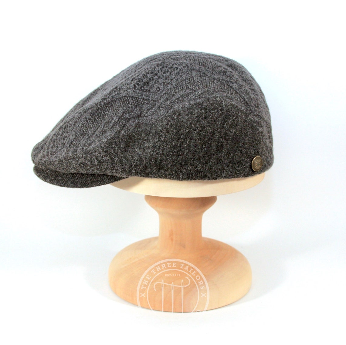 Gestrickte graue Wolle irischen Stil flache Mütze Ivy League | Etsy