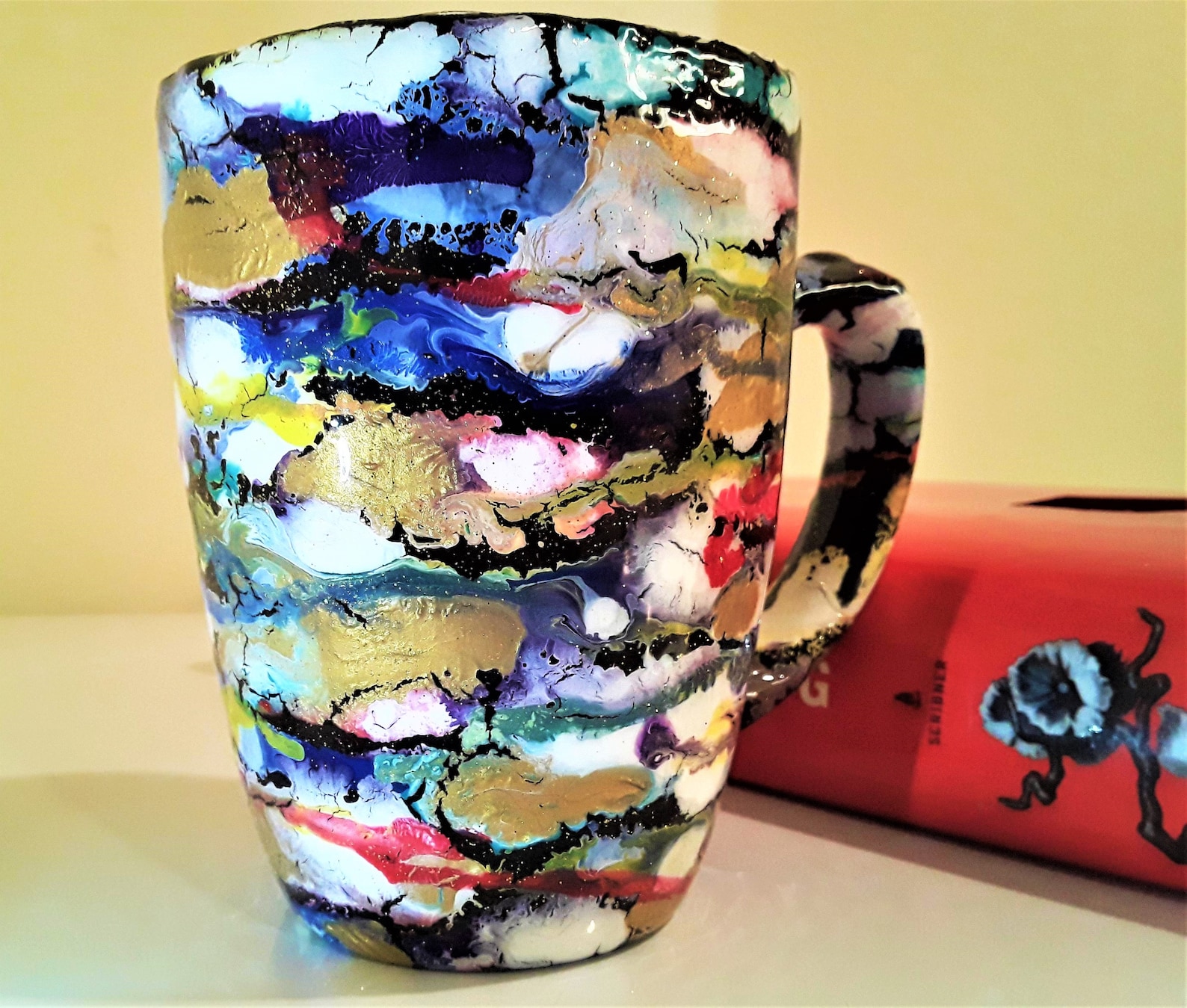 Hand painted mug/Coffee mug/ 12 oz/colorful cup/coffee Etsy