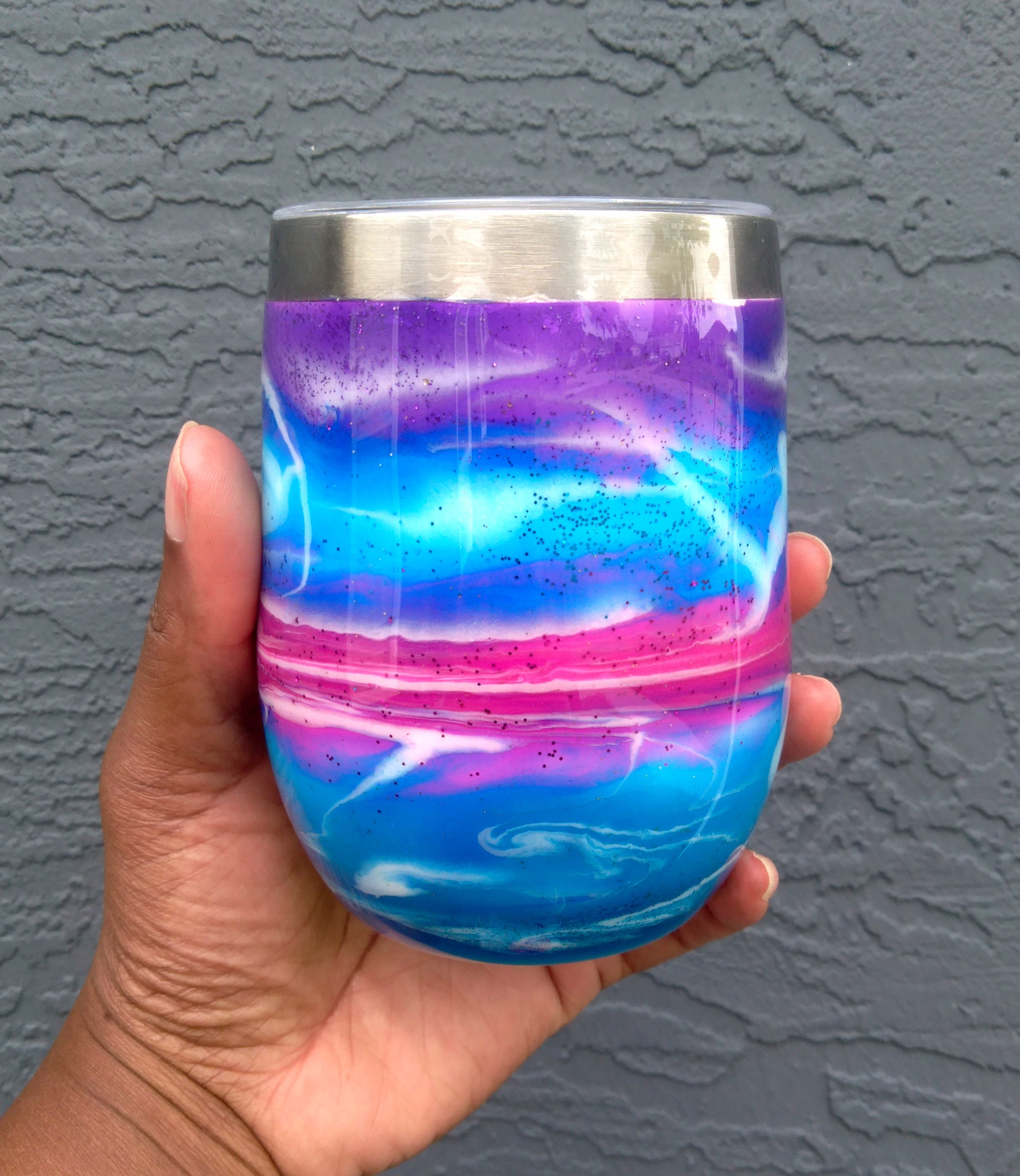 Alcohol Ink Tumbler/ Wine Tumbler/ Tumbler With Lid and Strawwine ...