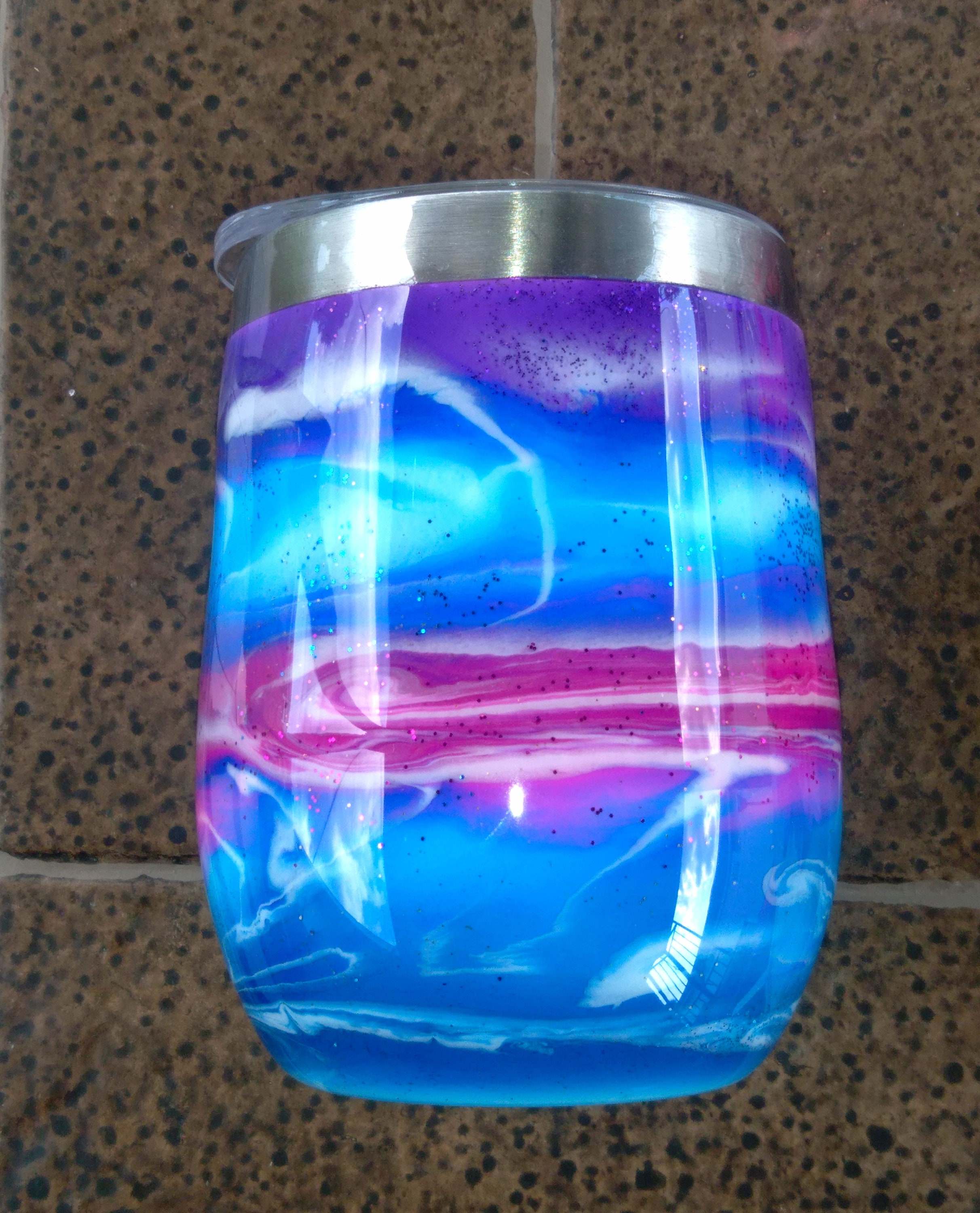 Alcohol Ink Tumbler/ Wine Tumbler/ Tumbler With Lid/epoxy/ | Etsy