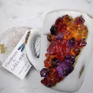 Geode coffee mug/sparkly rainbow coffee mug/glitter coffee mug/3D coffee mug/crystal coffee mug/colorful coffee mug/epoxy coffee cup/custom