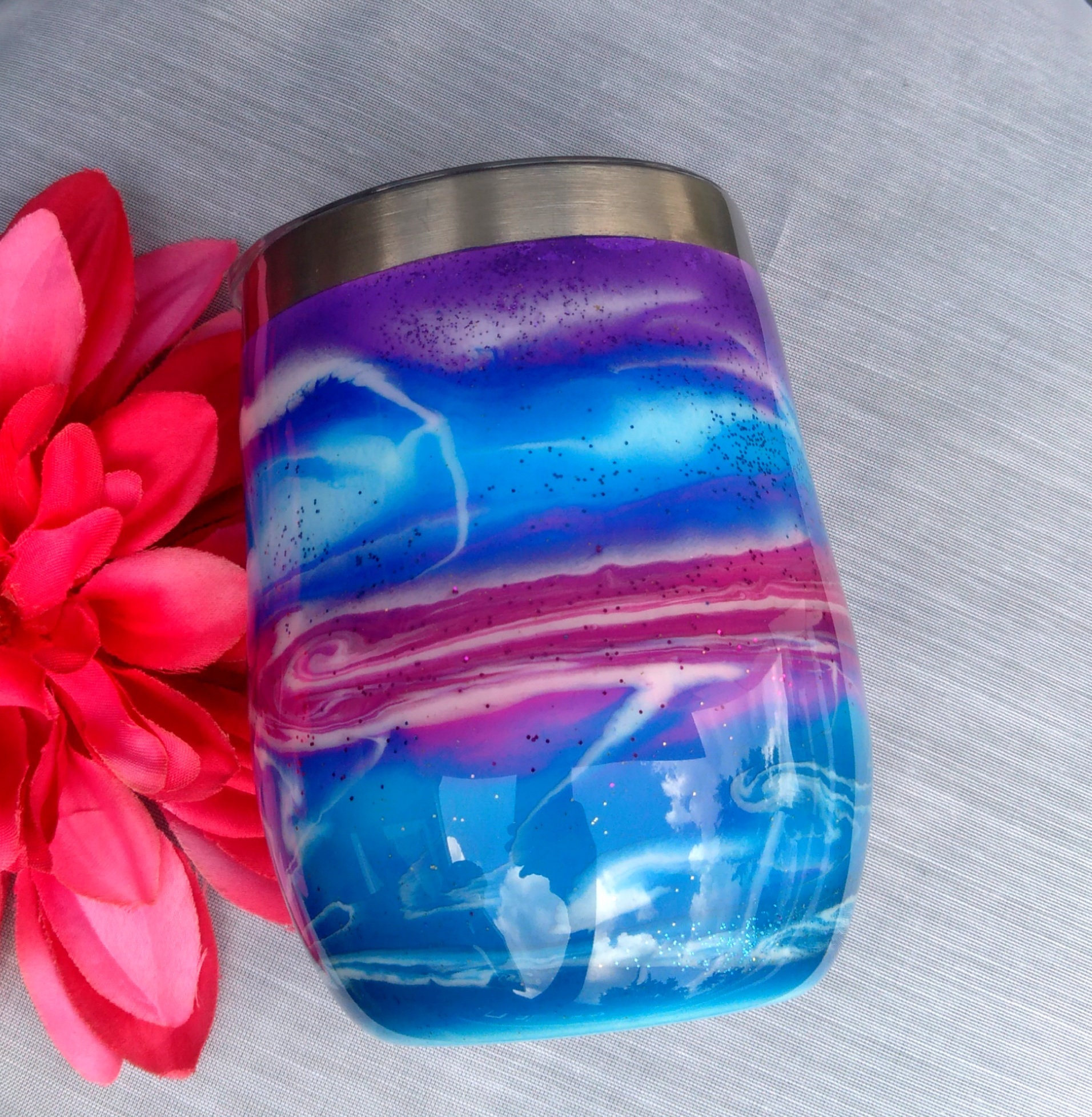 Alcohol Ink Tumbler/ Wine Tumbler/ Tumbler With Lid and - Etsy