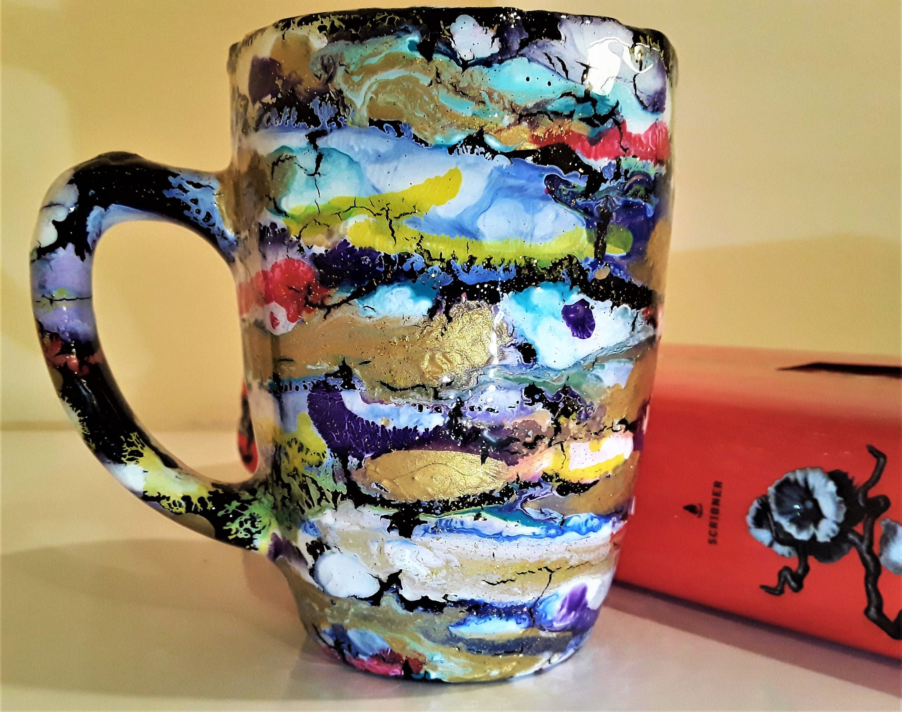 Geode tumbler/geode coffee cup/colorful cup/coffee cup/hand painted mug/unique cup/textured mug/geode mug/12 oz custom mug/18 oz custom mug