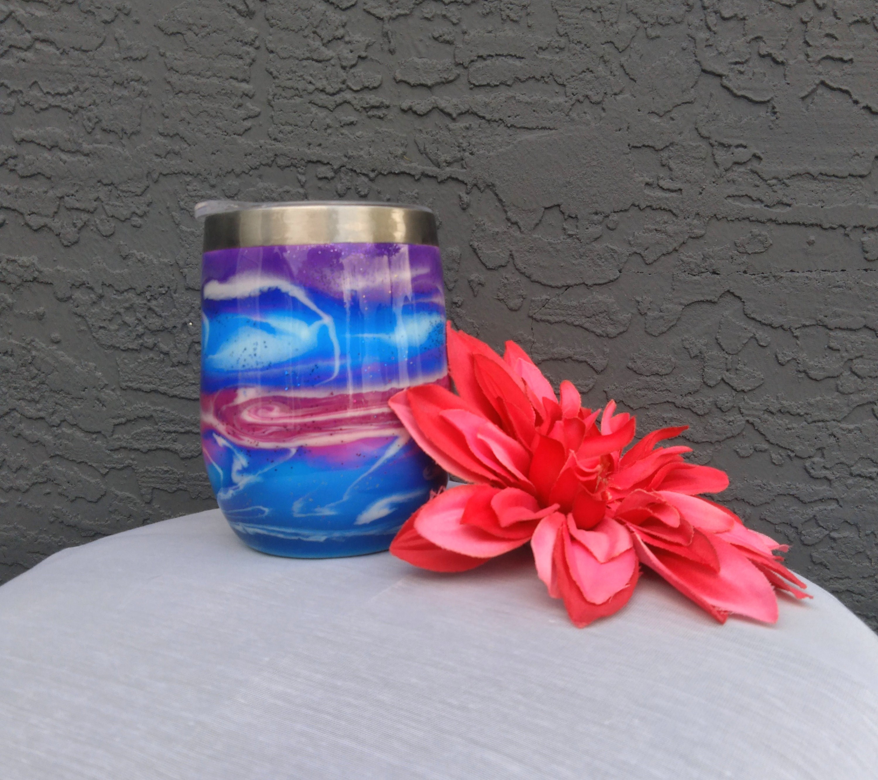 Alcohol Ink Tumbler/ Wine Tumbler/ Tumbler With Lid/epoxy/ | Etsy