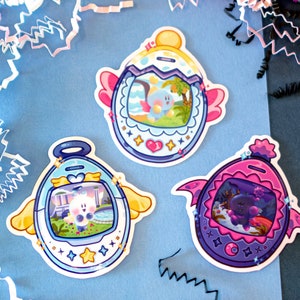 Chao Tamagotchi Waterproof Vinyl Sticker 3&quot; Glossy | Sketchbook Laptop Water Bottle Car Decal | Cute Kawaii Anime Cartoon Video Game