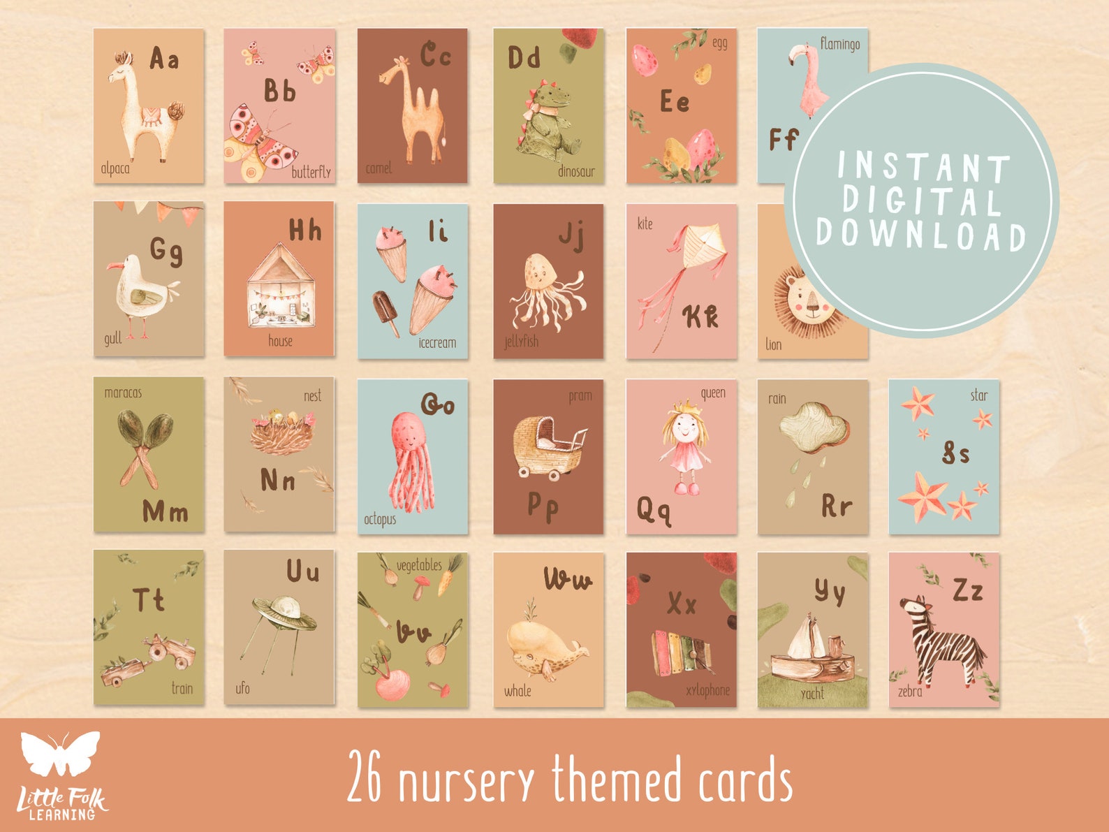 Alphabet Cards // Montessori Printable Alphabet Flash Cards