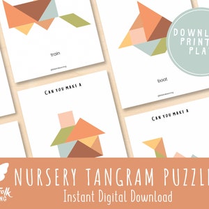 Tangram Puzzle Mats // Preschool Printable // Preschool Activity // Montessori // Toddler Learning Activity