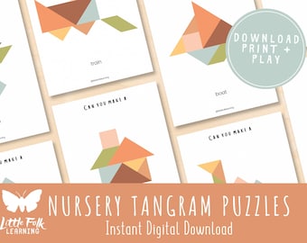 Tangram Puzzle Mats // Preschool Printable // Preschool Activity // Montessori // Toddler Learning Activity