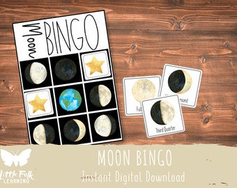 Moon Bingo // Preschool Printable // Preschool Activity // Montessori // Toddler Learning Activity