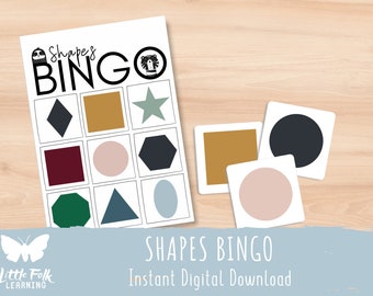 Shapes Bingo // Preschool Printable // Preschool Activity // Montessori // Toddler Learning Activity
